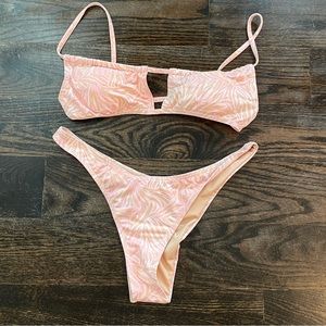 COTTON ON PINK & TAN BIKINI SET